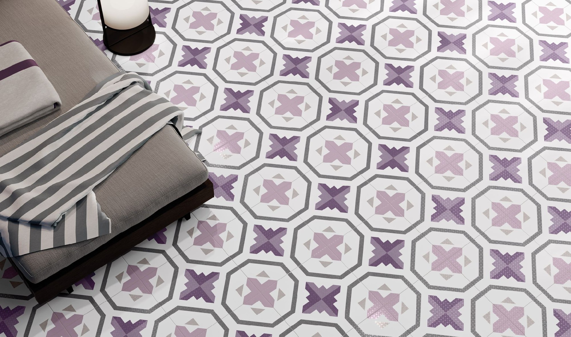 Carrelage carreaux de ciment Chroma VIolet  25x25 cm