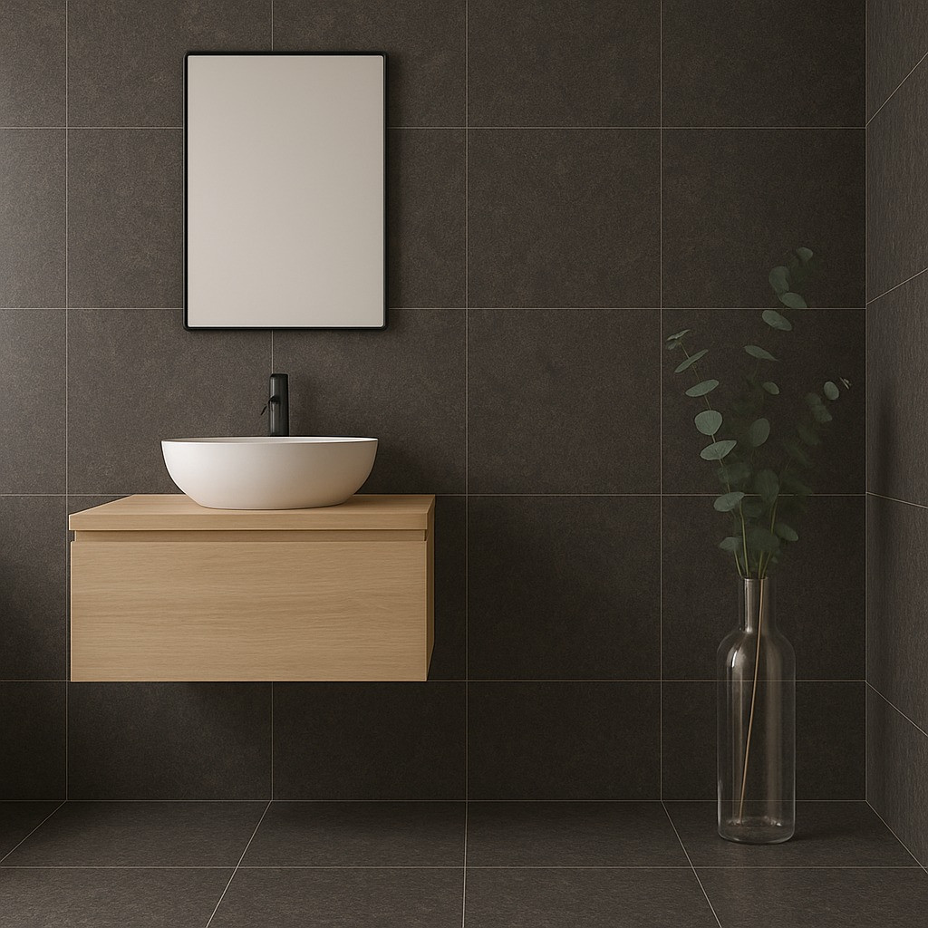 Carrelage Imitation Pierre Crema noir space 60x60 cm