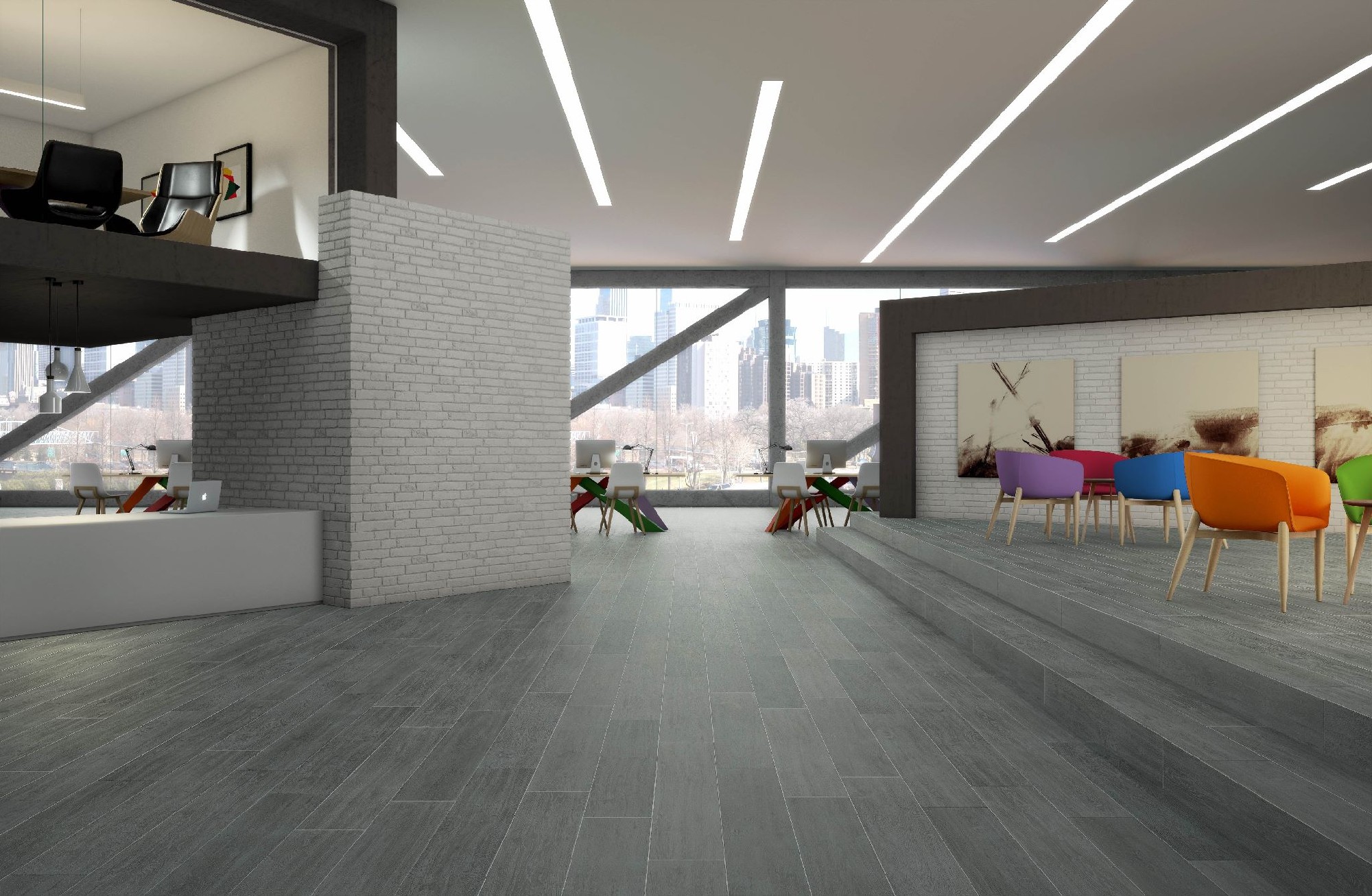 Carrelage Imitation parquet North gris  20x120 cm