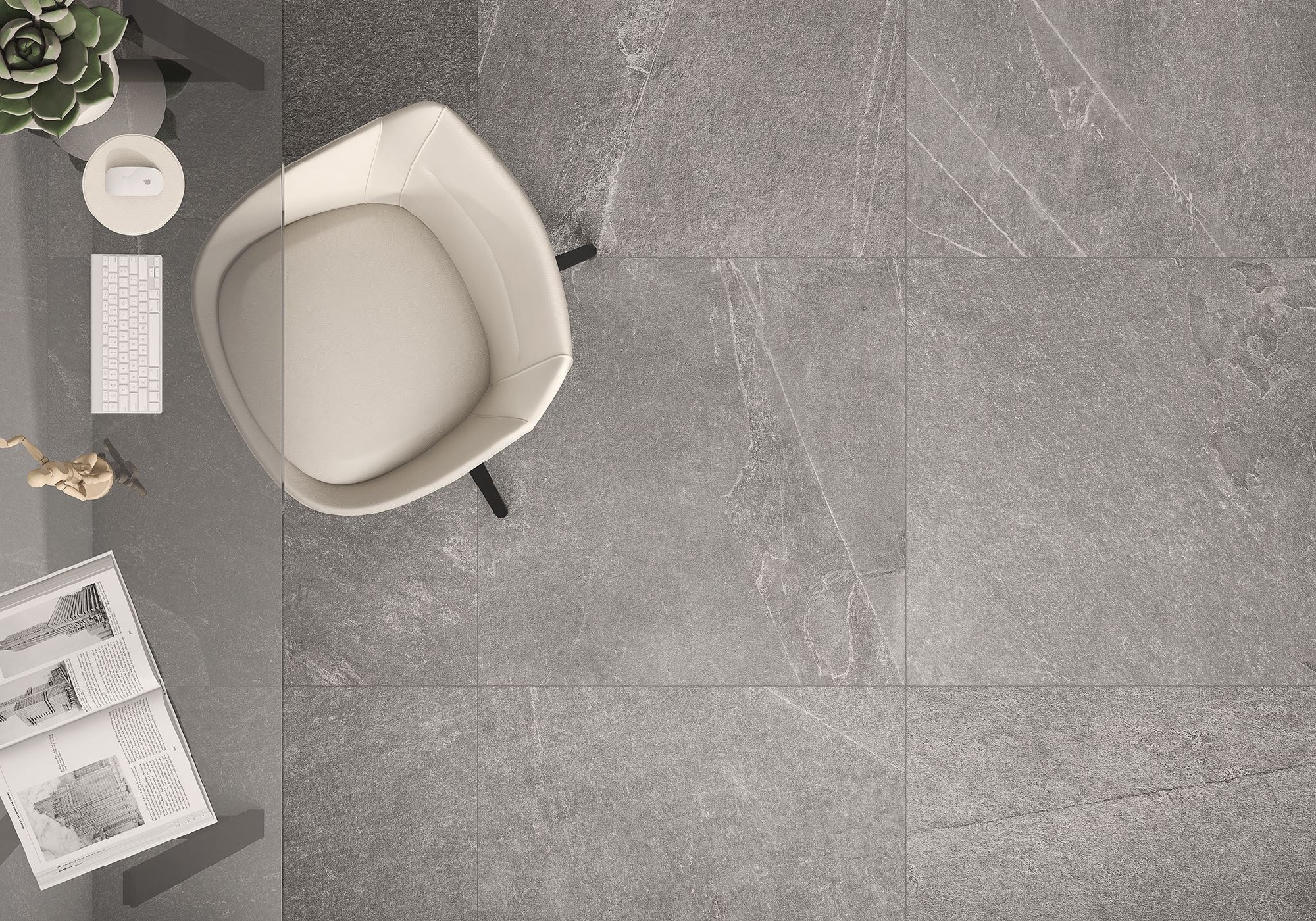 Carrelage imitation pierre Malla gris clair 60x60 cm