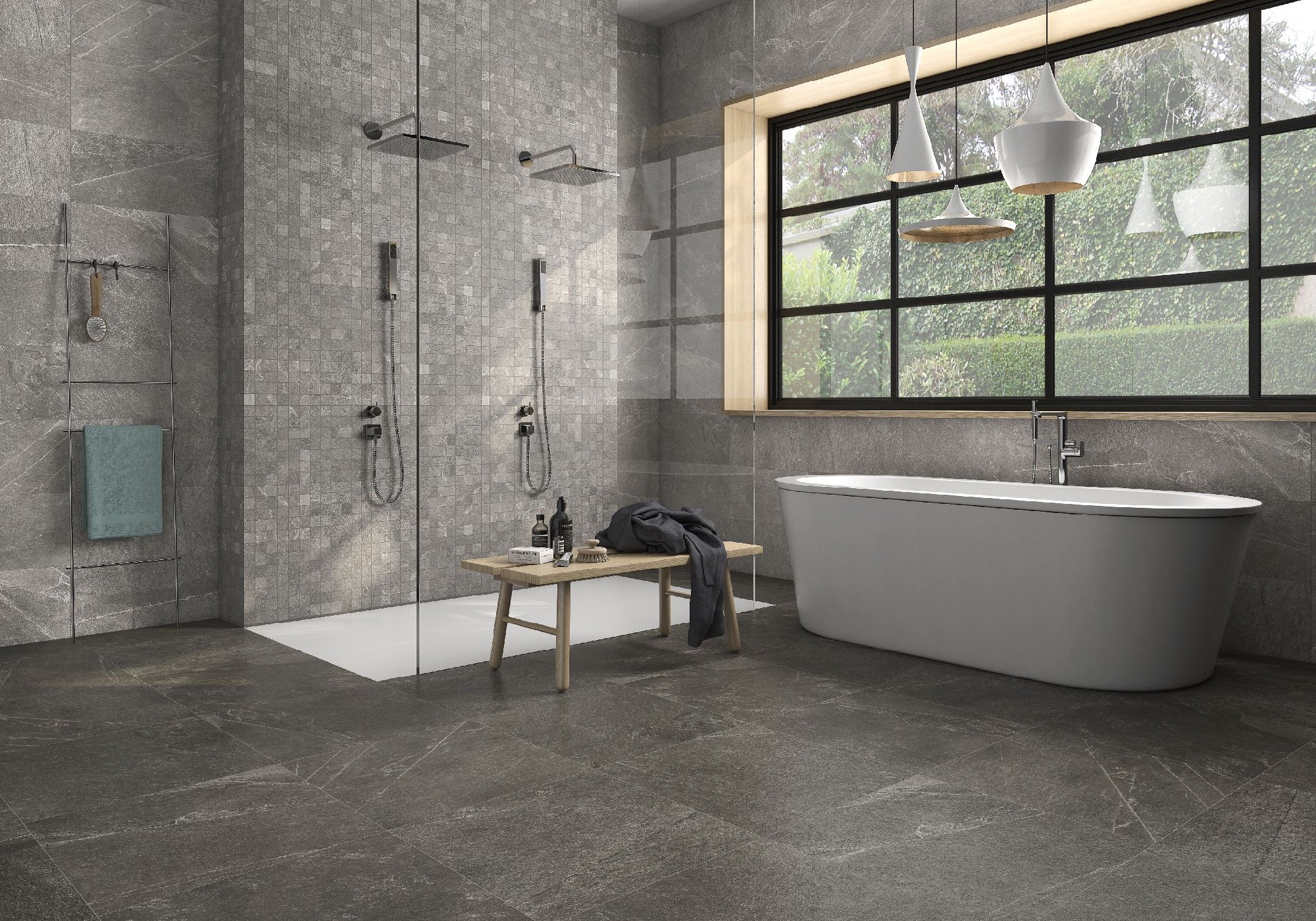 Carrelage imitation pierre Malla noir  60x60 cm