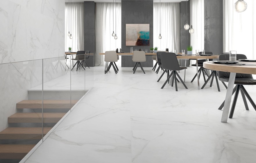 Carrelage Aspect marbre Matto blanc mate 75x75 cm