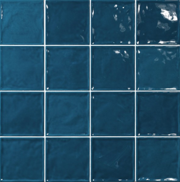 Carrelage Zellige Pompei bleu brillant 15x15 cm