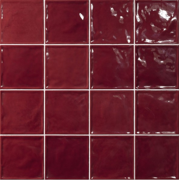 Carrelage Zellige Pompei rouge brillant 15x15 cm