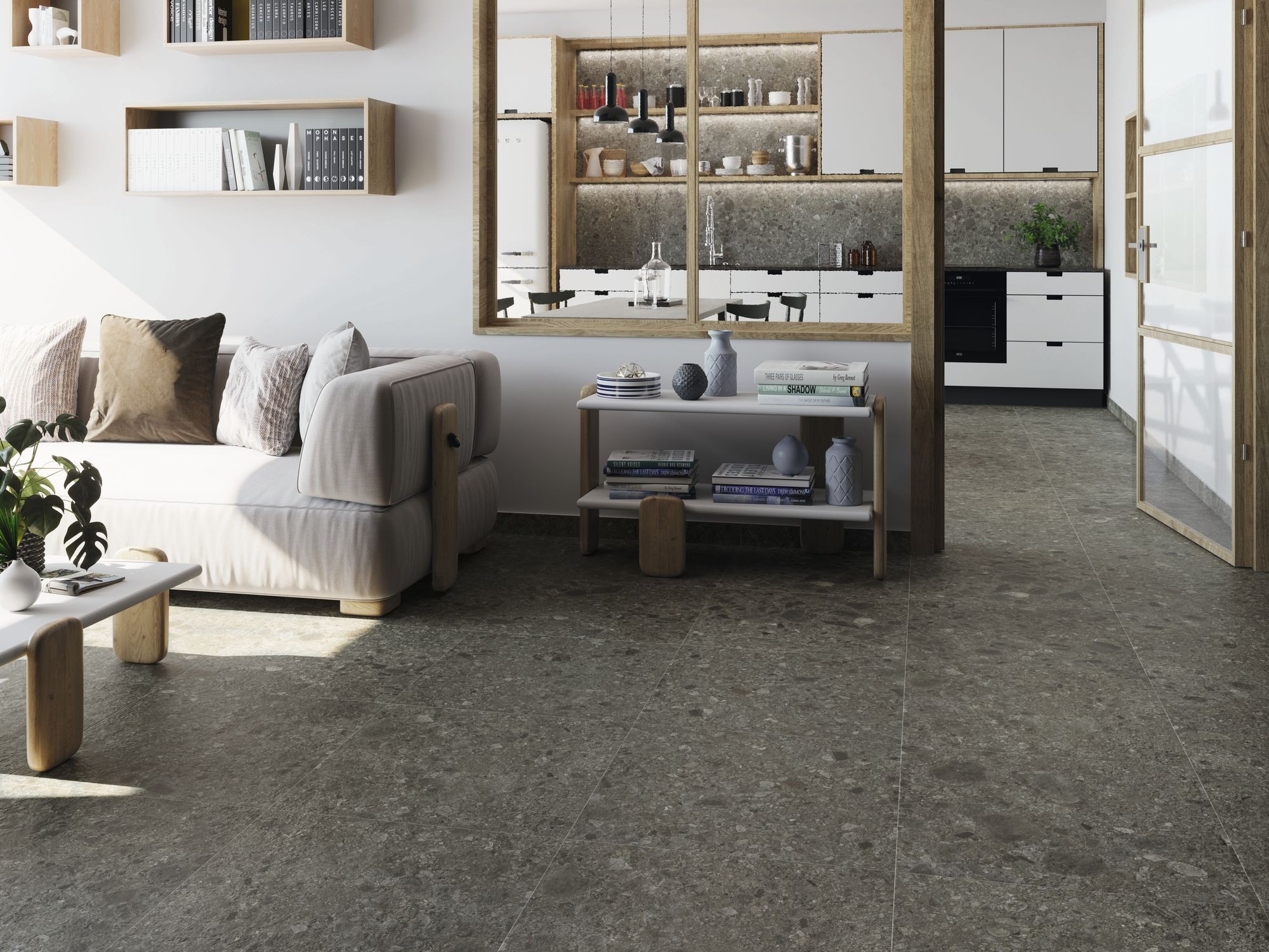 Carrelage Aspect terrazzo Berma noir R-11 60x60 cm