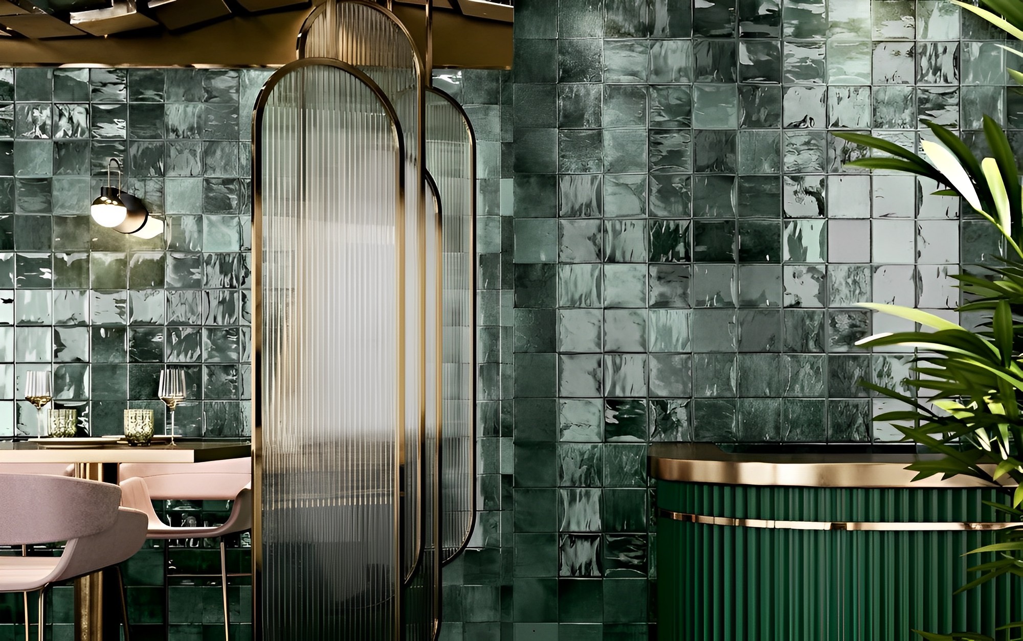 Carrelage zellige glossy vert  15x15 cm