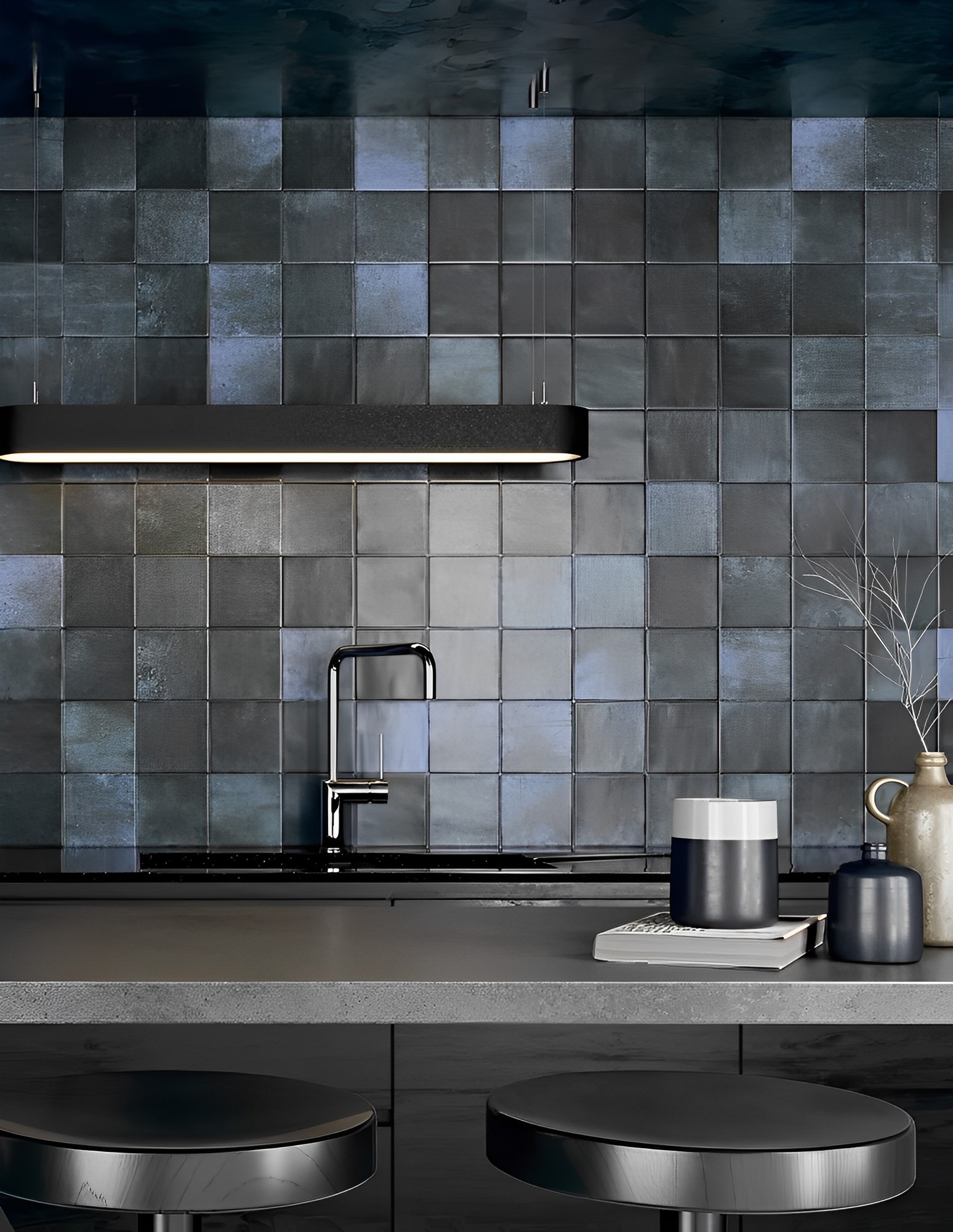 Carrelage zellige glossy bleu  15x15  cm