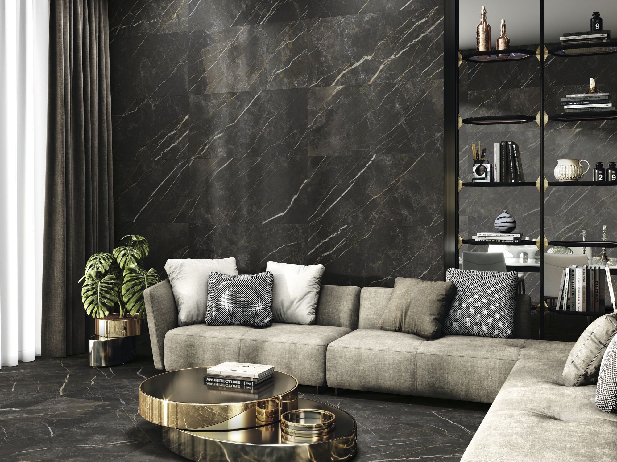 Carrelage Aspect marbre Lumos noir forest 60X60 cm