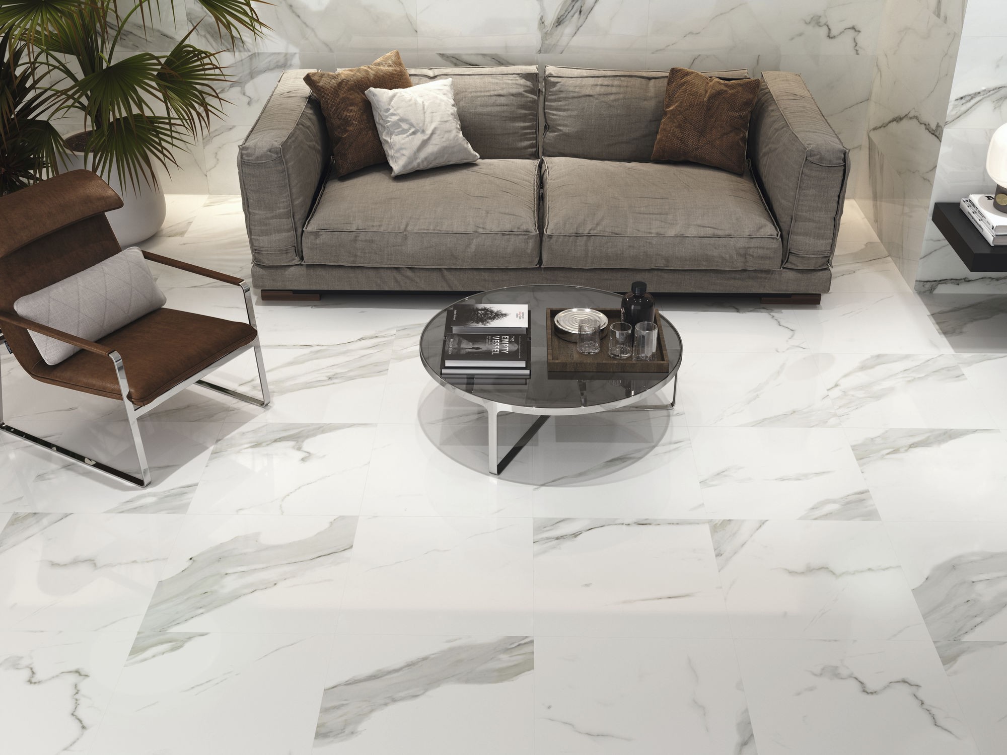 Carrelage Aspect marbre Claro blanc poli 60X60 cm