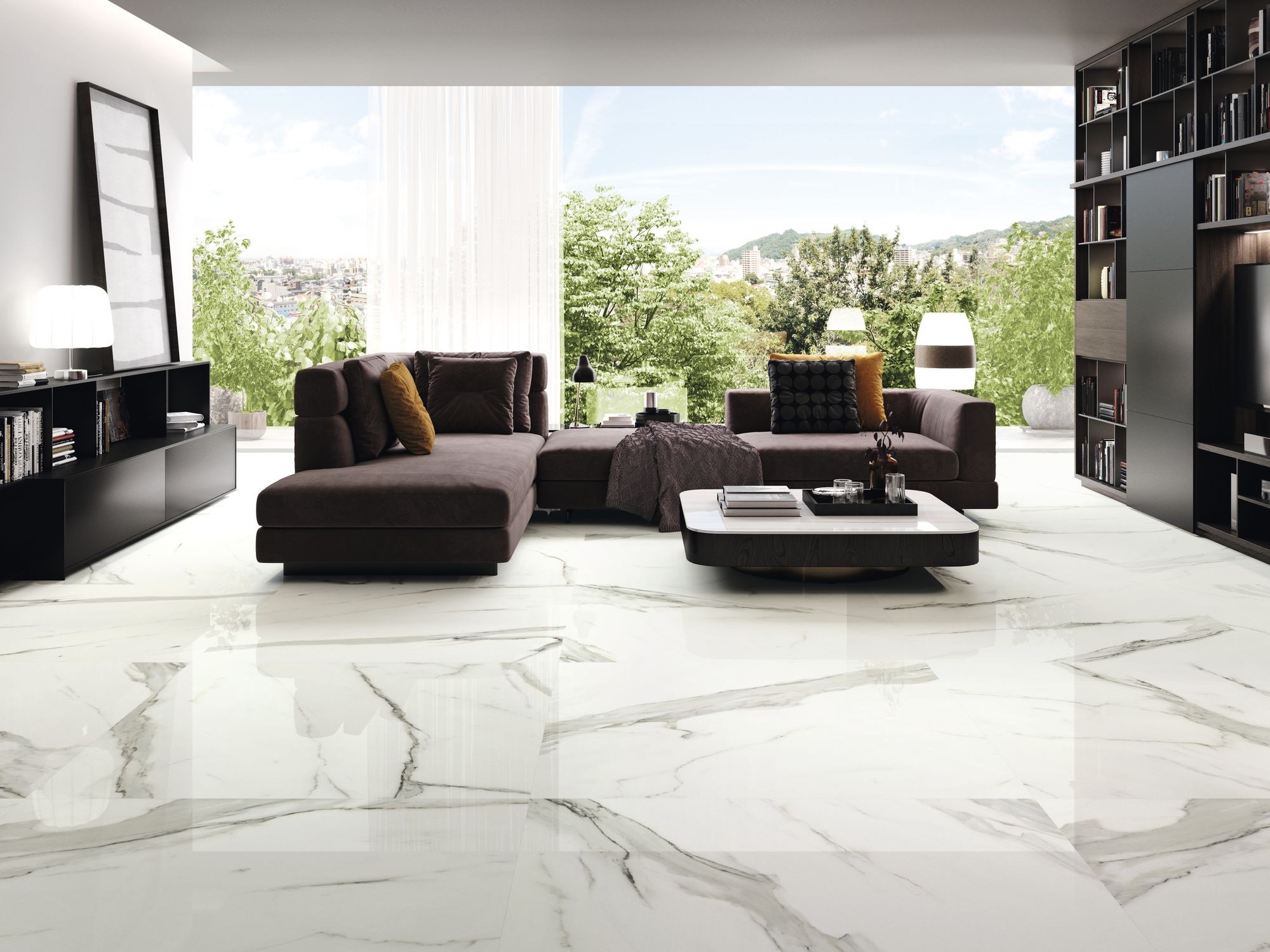 Carrelage Aspect marbre Claro blanc poli 60X120 cm