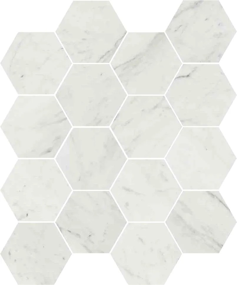 Carrelage hexagonal Ceramico blanc marbre 15x17 cm