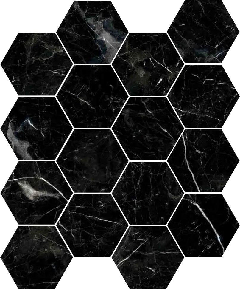 Carrelage hexagonal Ceramico noir marbre 15x17 cm