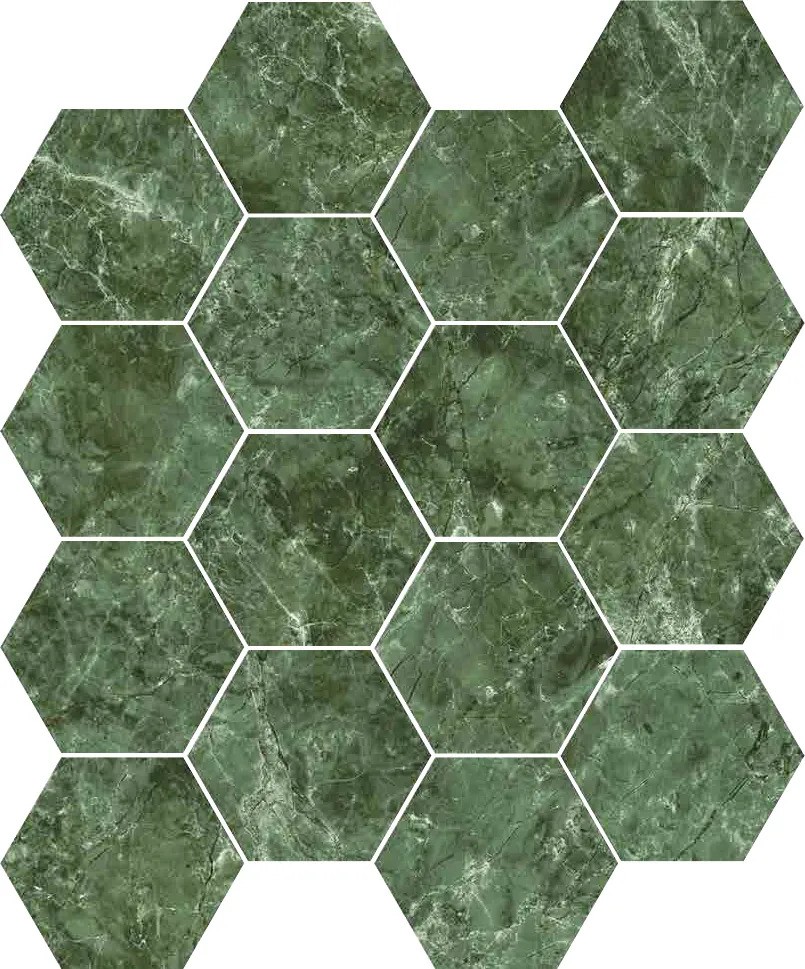 Carrelage hexagonal Ceramico vert marbre 15x17 cm