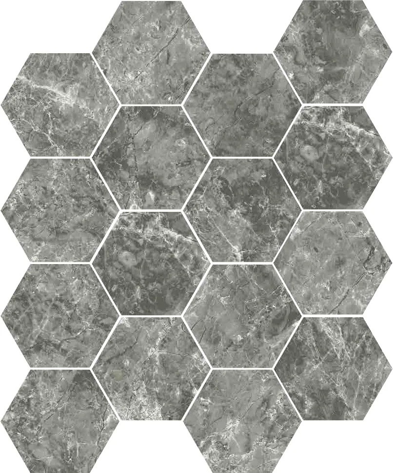 Carrelage hexagonal Ceramico gris marbre 15x17 cm