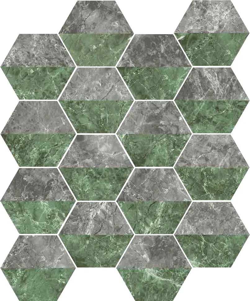 Carrelage hexagonal Ceramico motif verdigio 15x17 cm