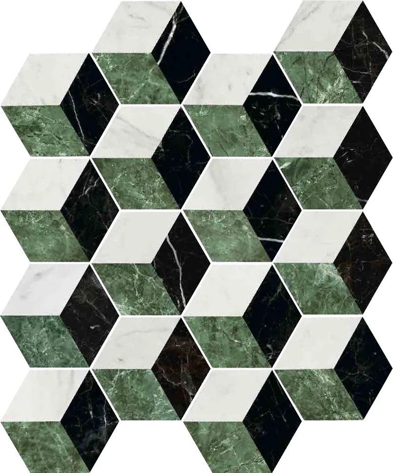 Carrelage hexagonal Ceramico motif blacio 15x17 cm