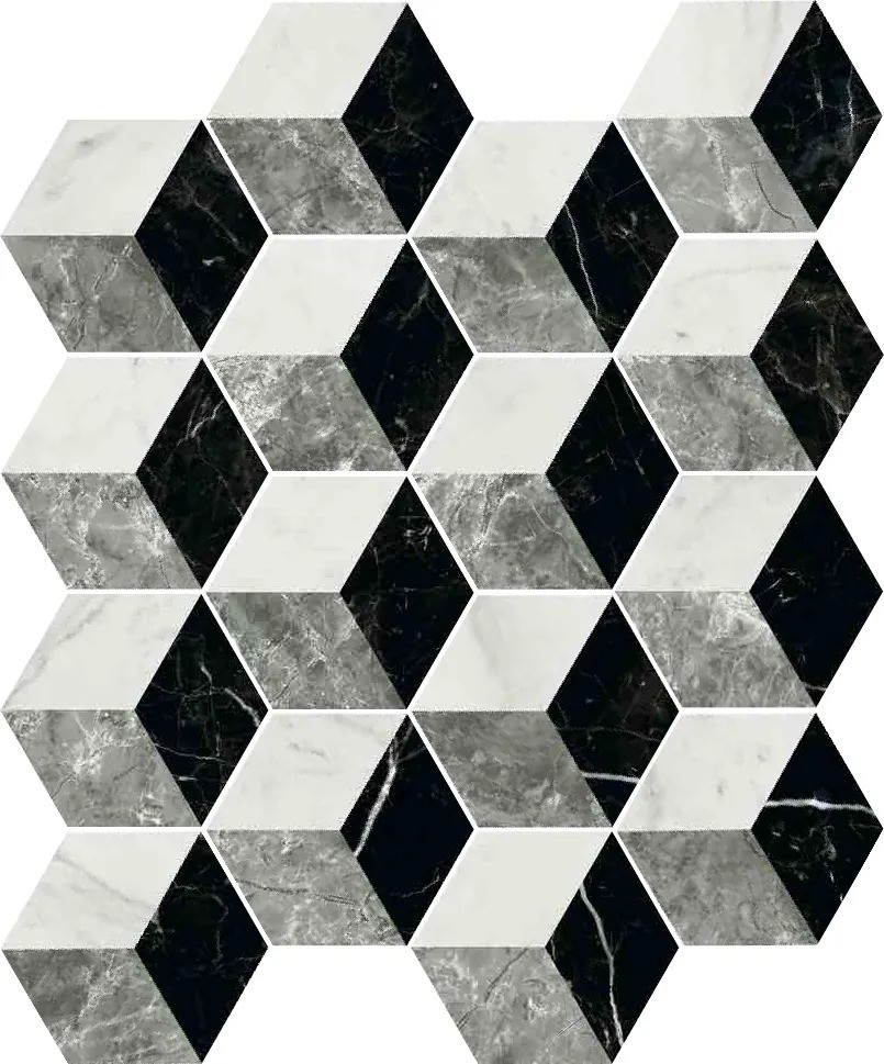 Carrelage hexagonal Ceramico motif grigio 15x17 cm