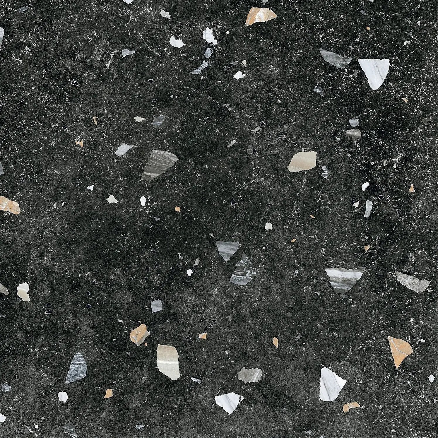 Carrelage Aspect terrazzo Granitia noir  66x66 cm