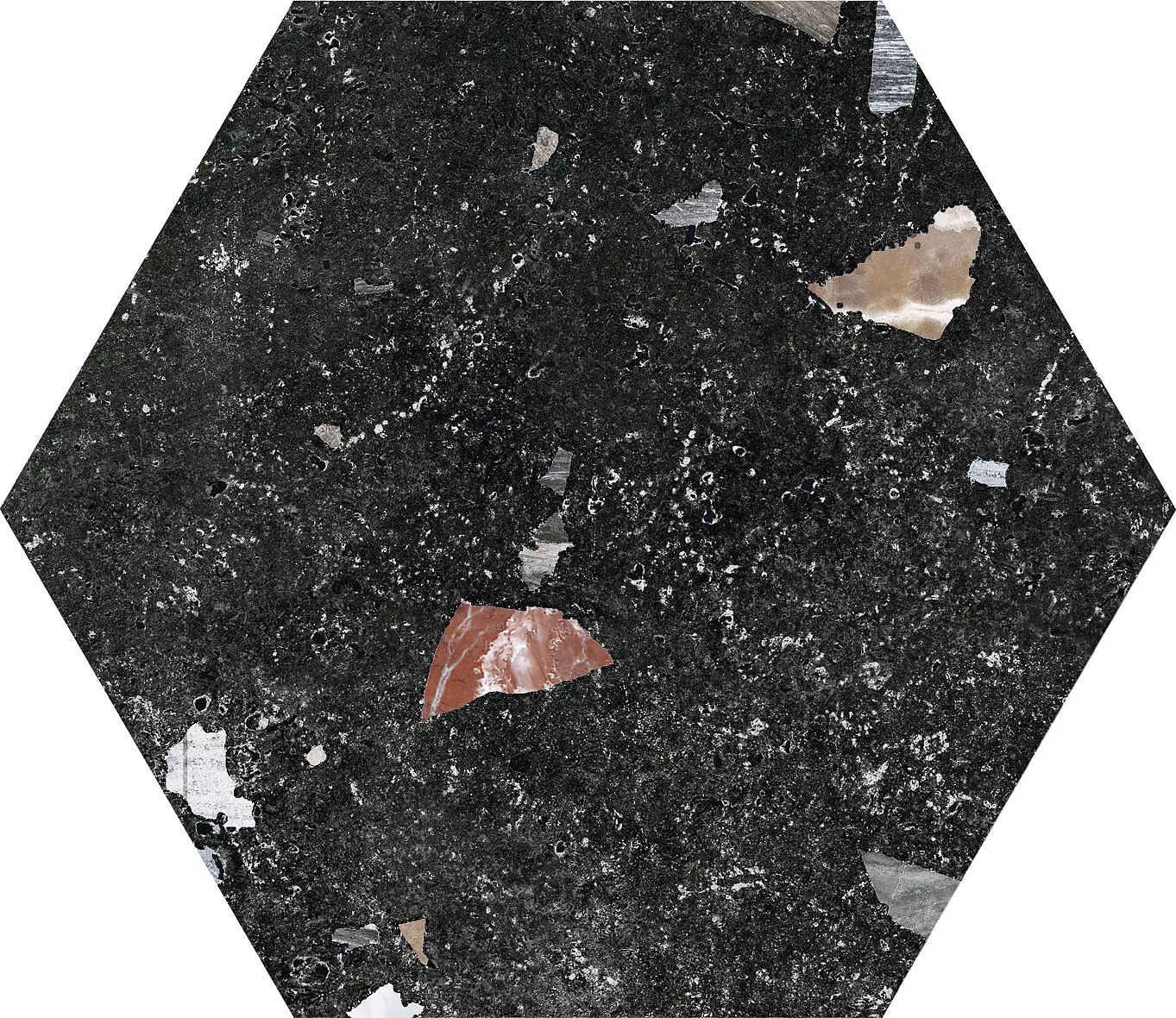 Carrelage hexagonal Granitia noir  22x25 cm