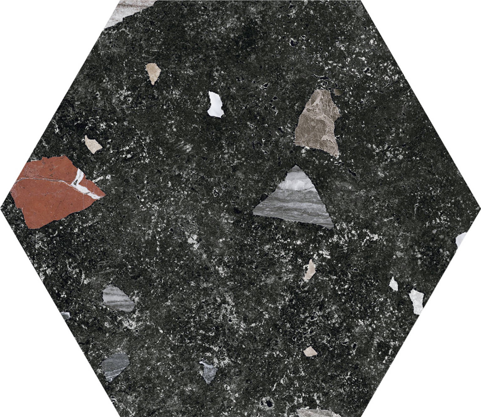 Carrelage hexagonal Granitia noir  22x25 cm