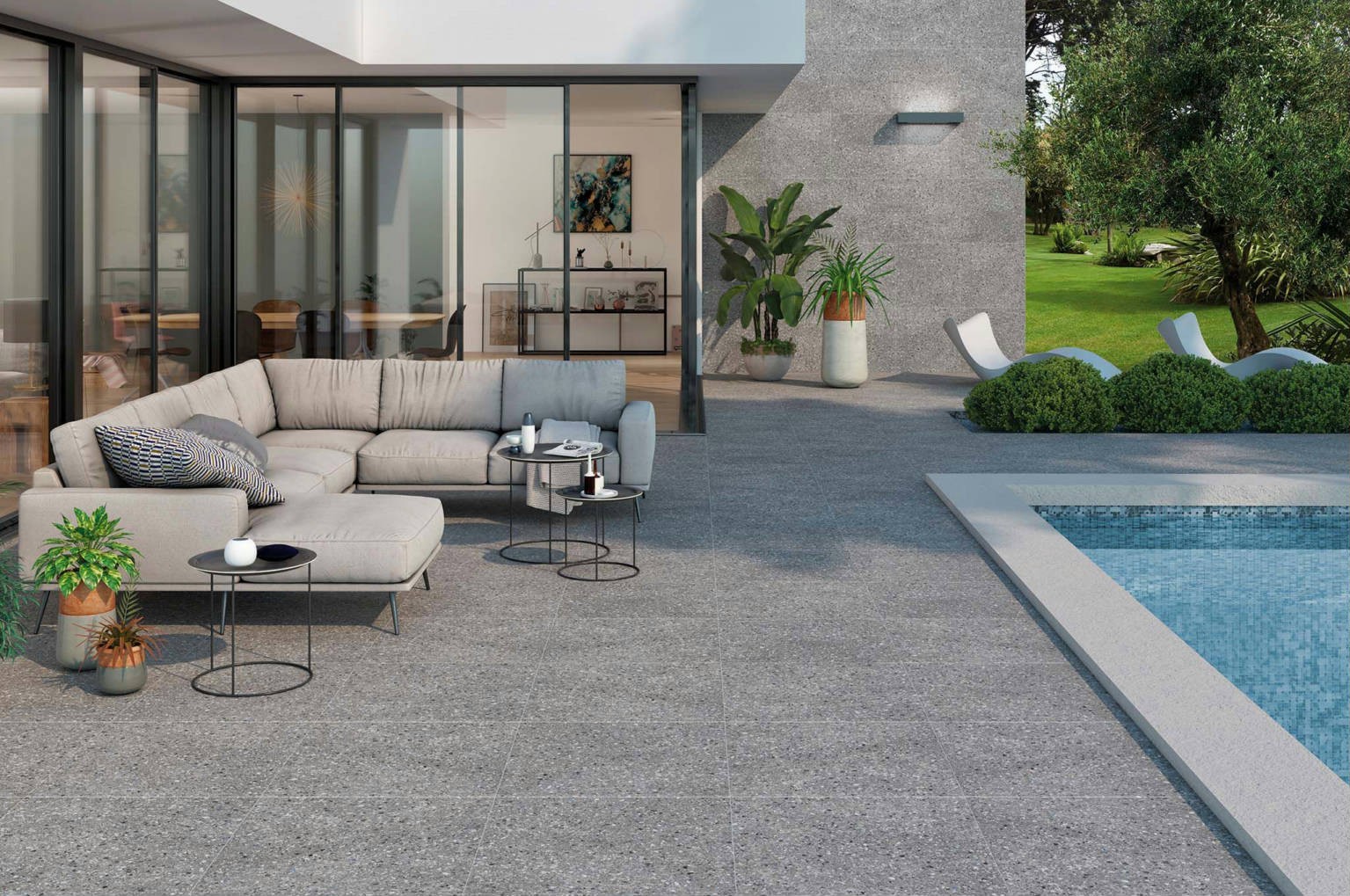 Carrelage Aspect terrazzo Milano gris ciment 66X66 cm