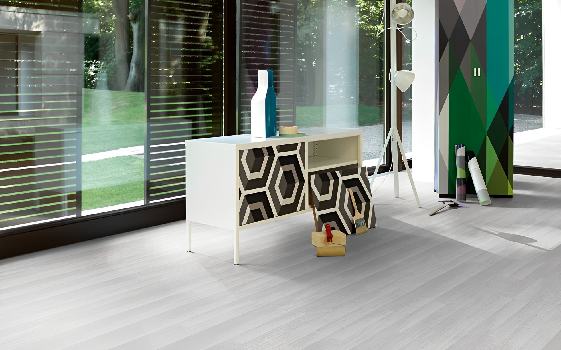 Parquet Stratifié  Satiné Chêne Blanc 128.5x19.4 cm