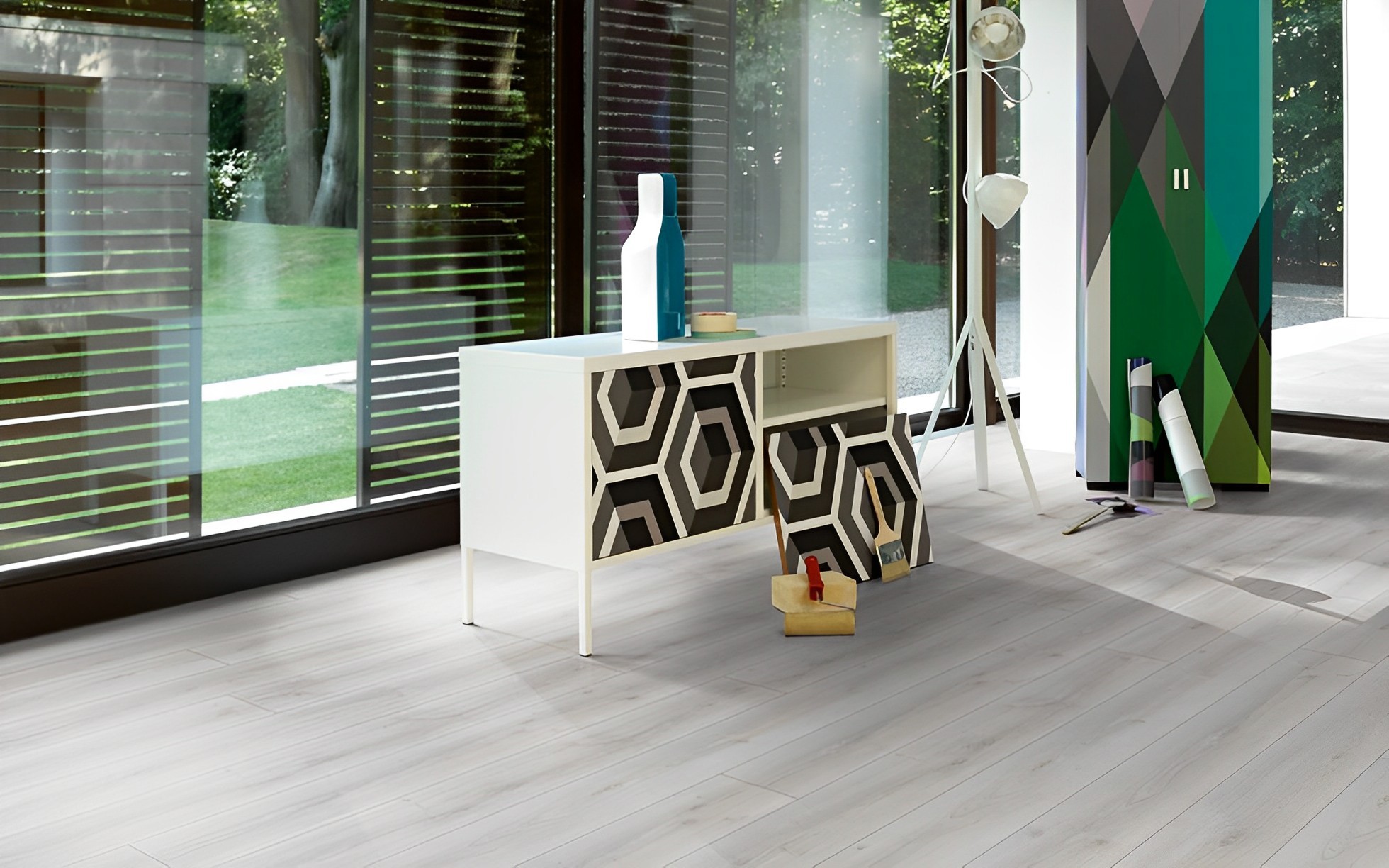 Parquet Stratifié   Chêne.Blanc 220x24.3 cm