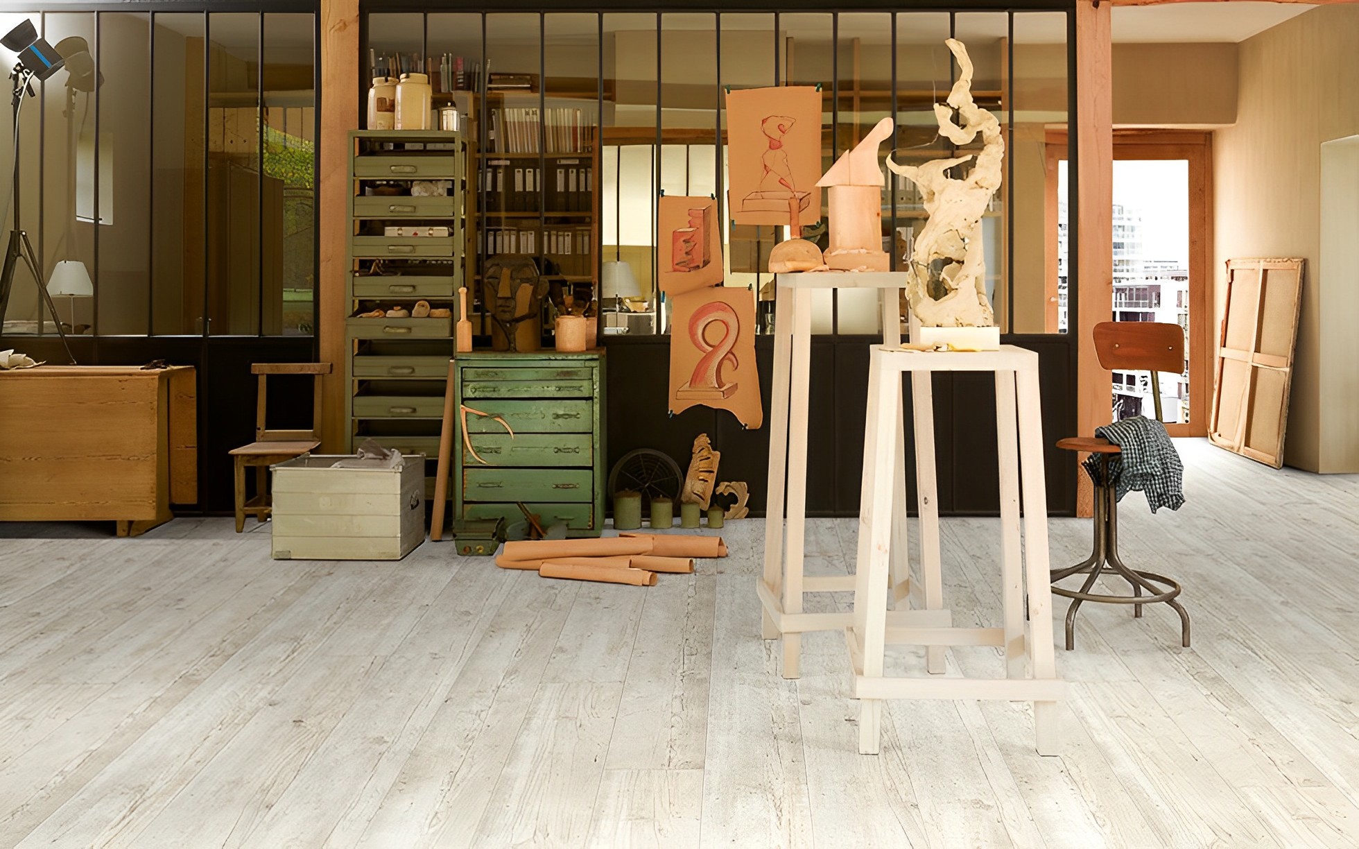 Parquet Stratifié   Chêne.Blanc 220x24.3 cm