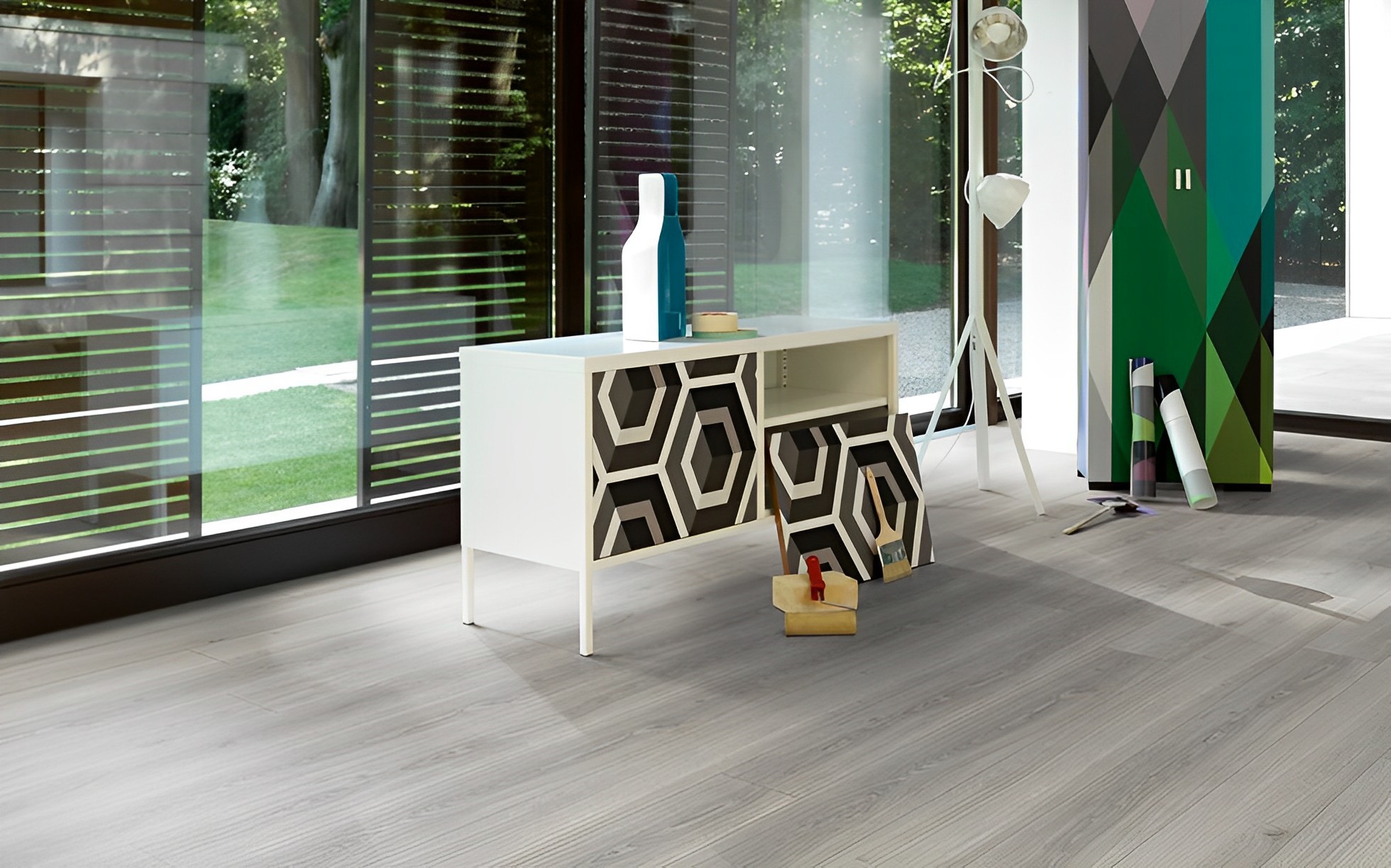 Parquet Stratifié  naturelle Chêne.Gris 220x24.3 cm