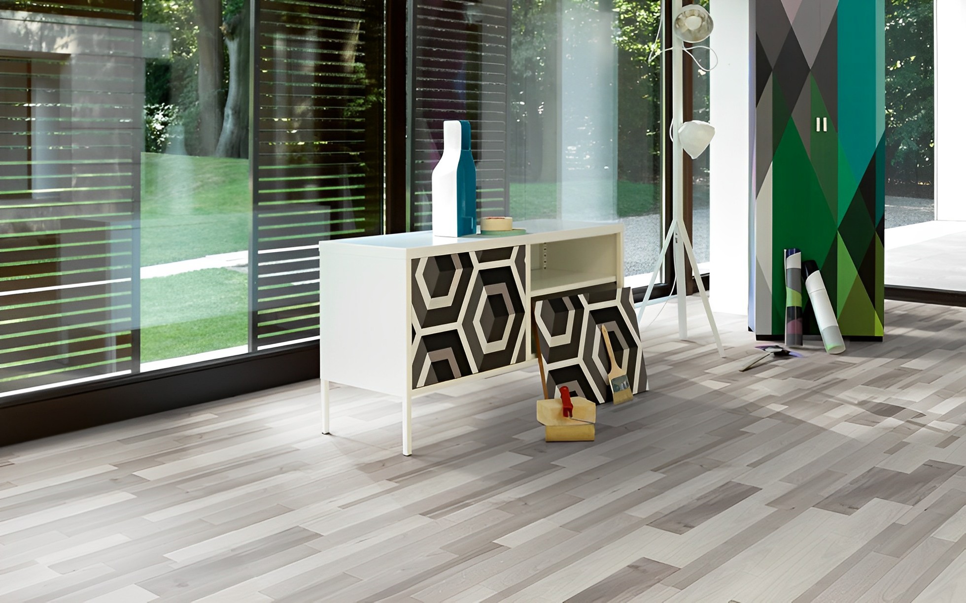 Parquet Stratifié  Satiné Chêne.Gris 128.5x19.4 cm