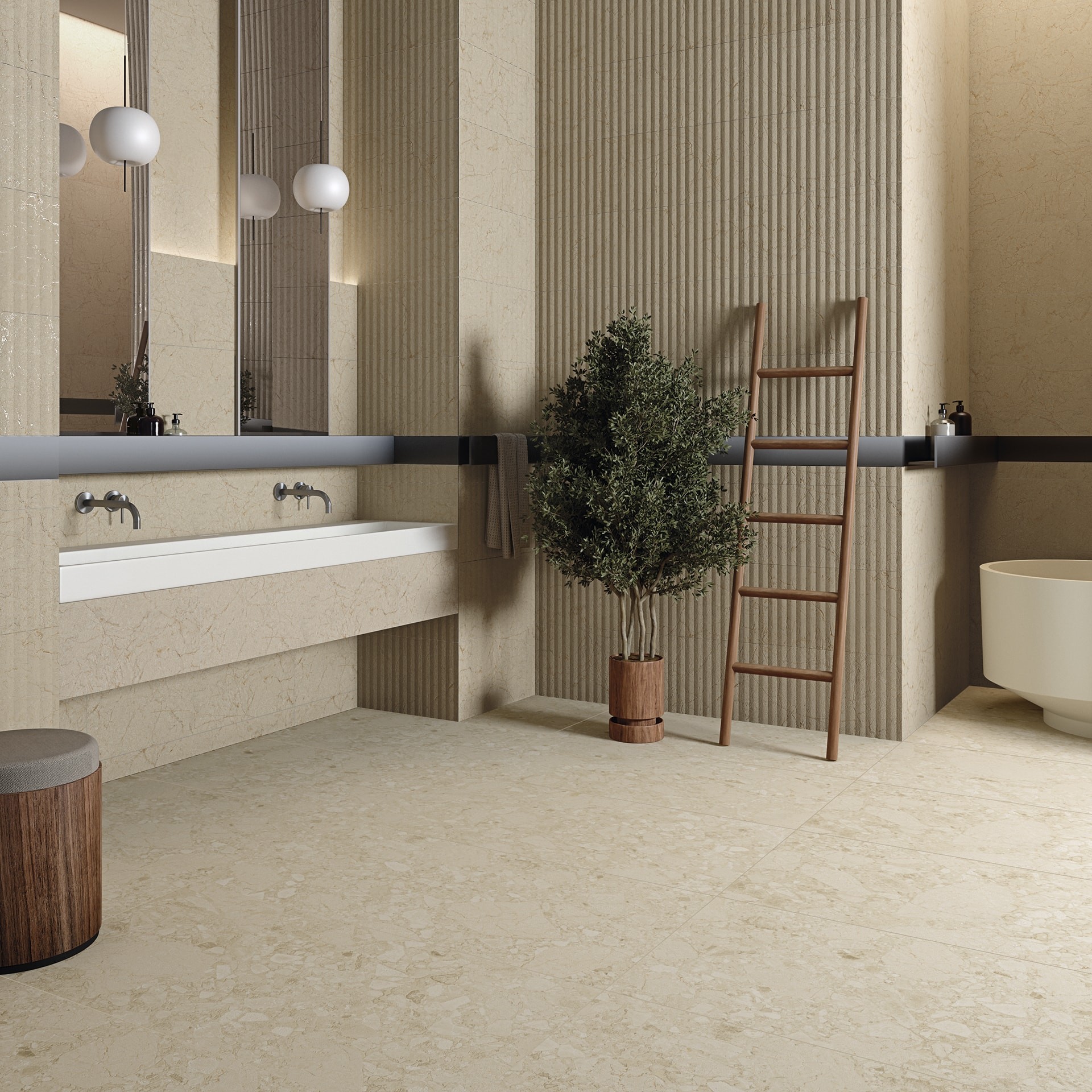 Carrelage Imitation Pierre Crema blanc beach 80x80 cm