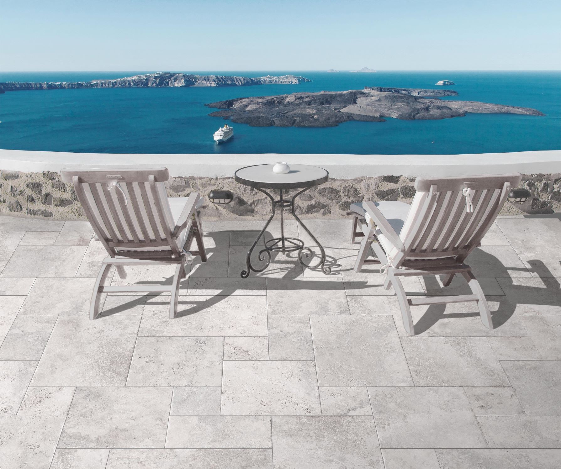 Carrelage imitation travertin Antibes gris  44x66 cm