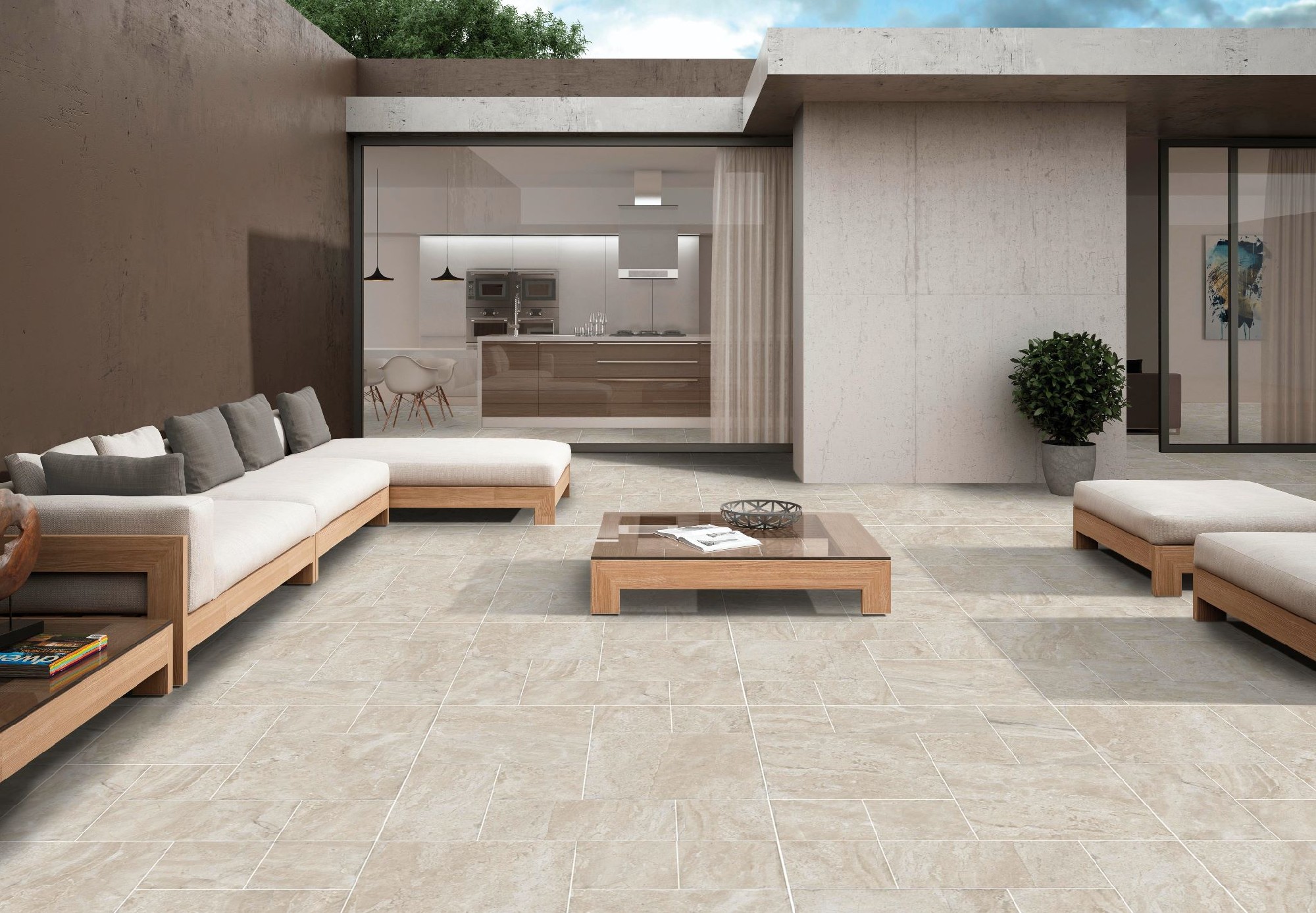 Carrelage imitation travertin Caster beige Cream modular 50x50 cm