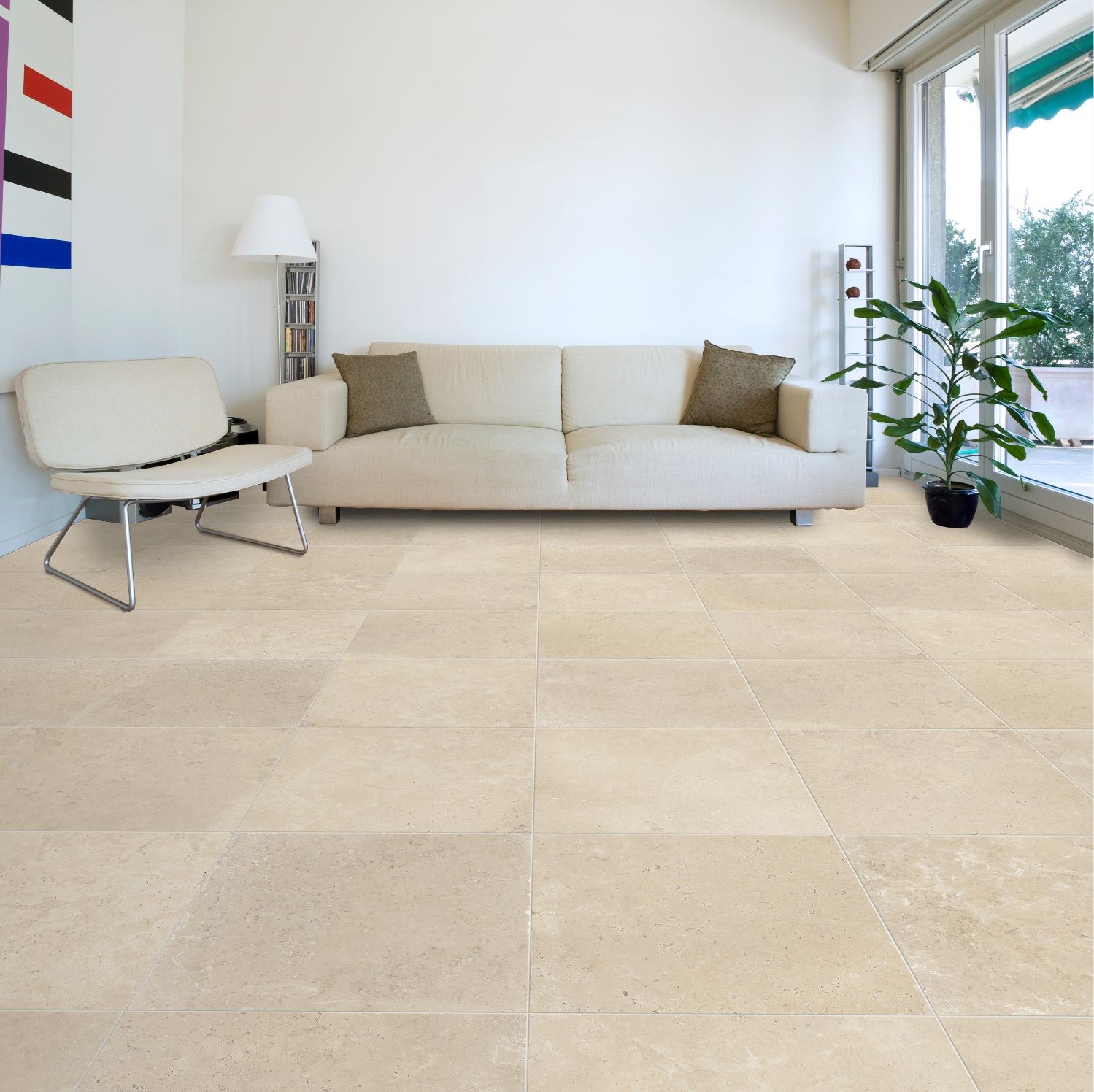 Carrelage imitation travertin Ferrat beige  44x66 cm