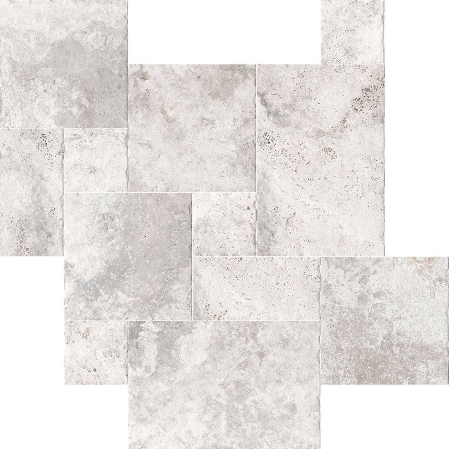 Carrelage imitation travertin Antibes gris Silver Modular 44x66 cm