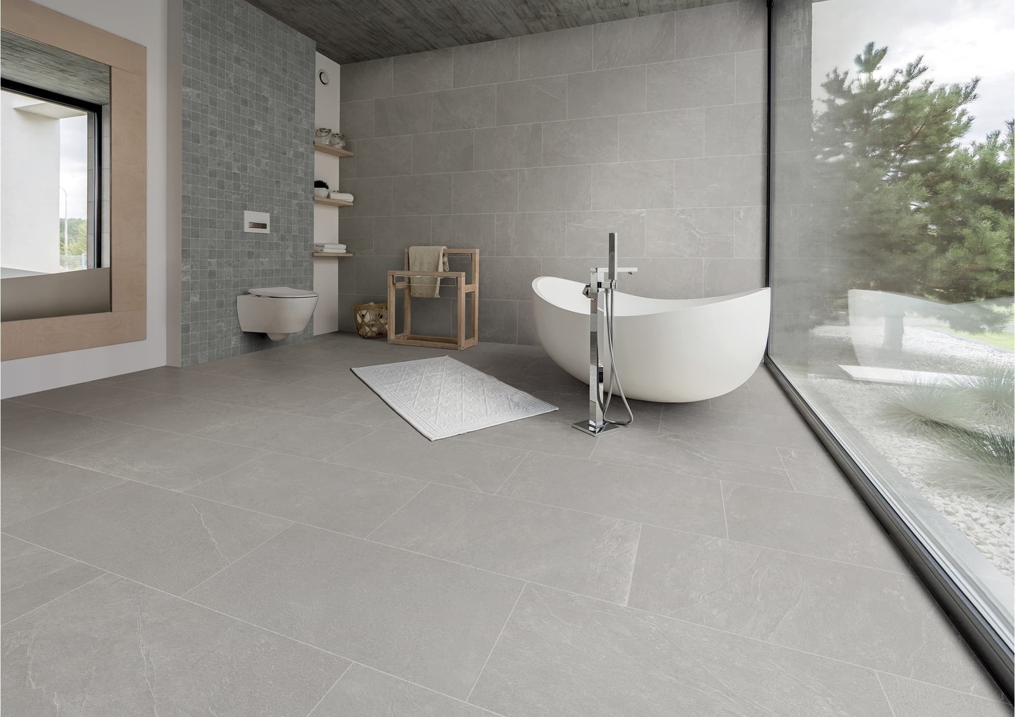 Carrelage imitation pierre Ares Noir R11 80x80 cm