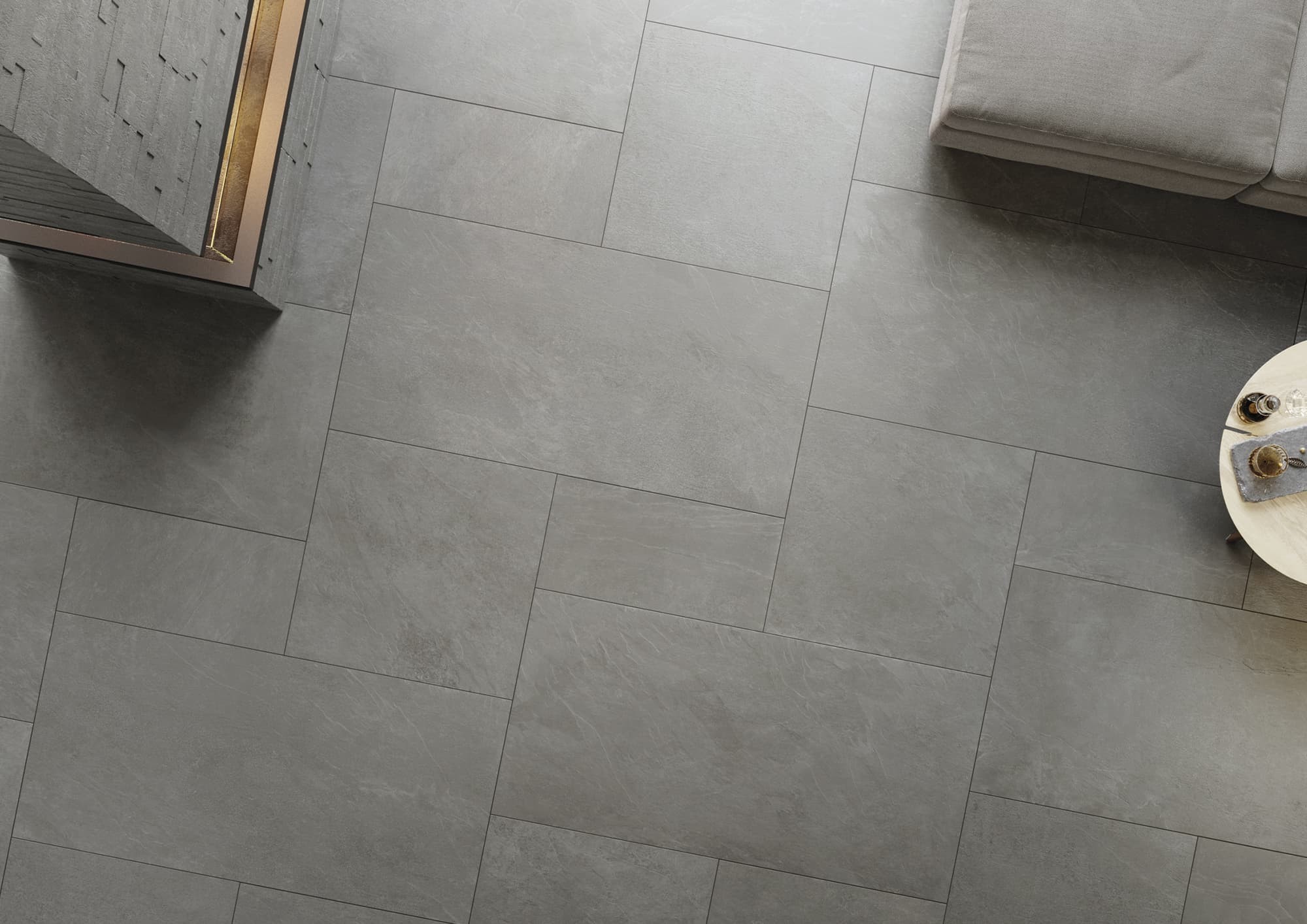 Carrelage imitation pierre Ares Noir 20mm R11 80x80 cm