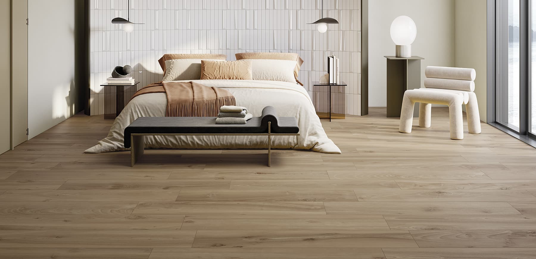 Carrelage Imitation Parquet Brice Beige  clair XL 15x85 cm